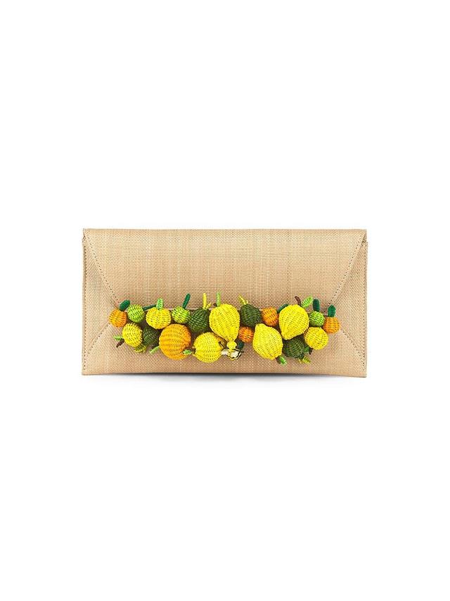 Womens Citrus Punch Raffia Clutch Product Image