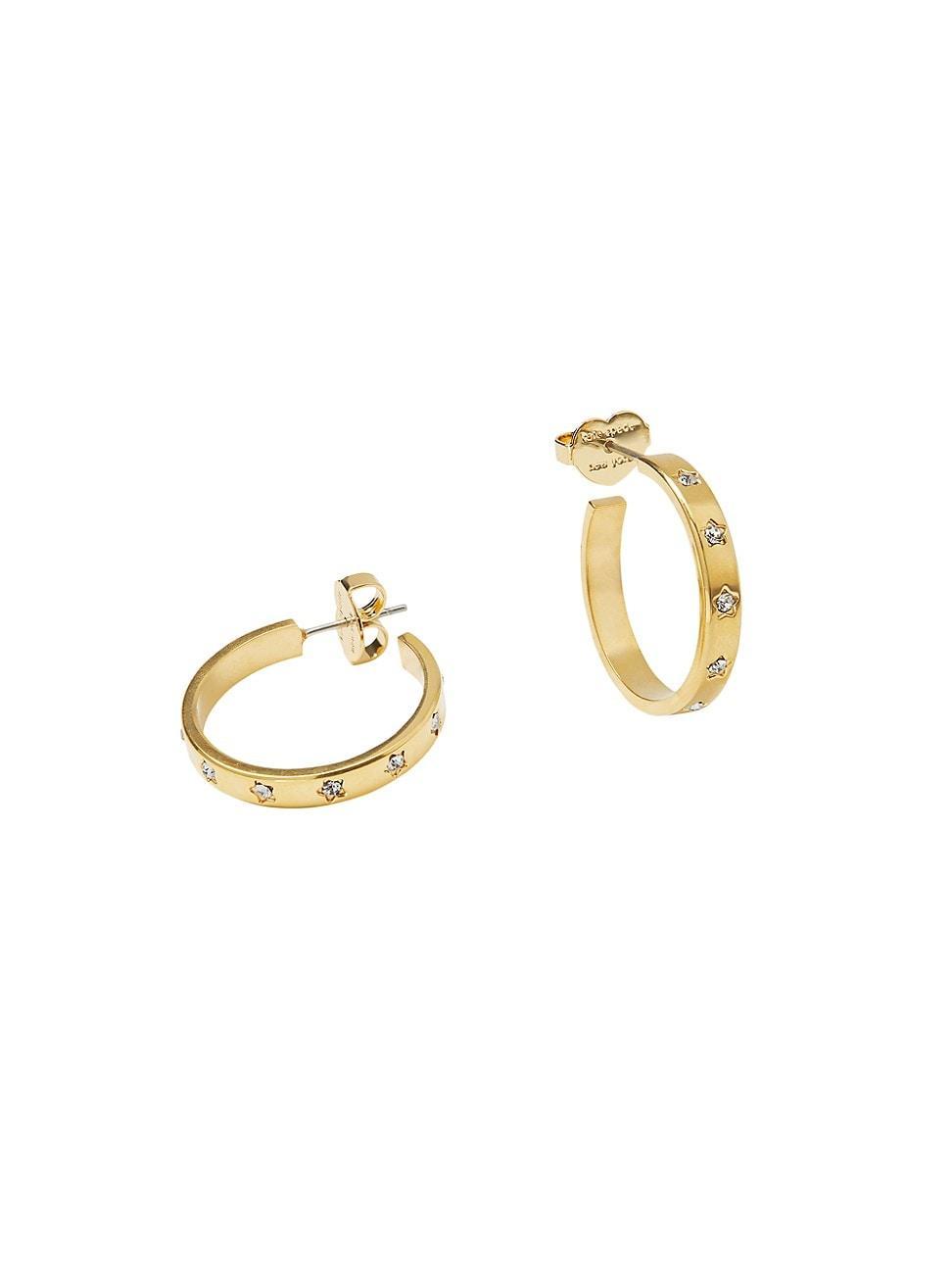 Womens Star Goldtone & Cubic Zirconia Hoop Earrings Product Image