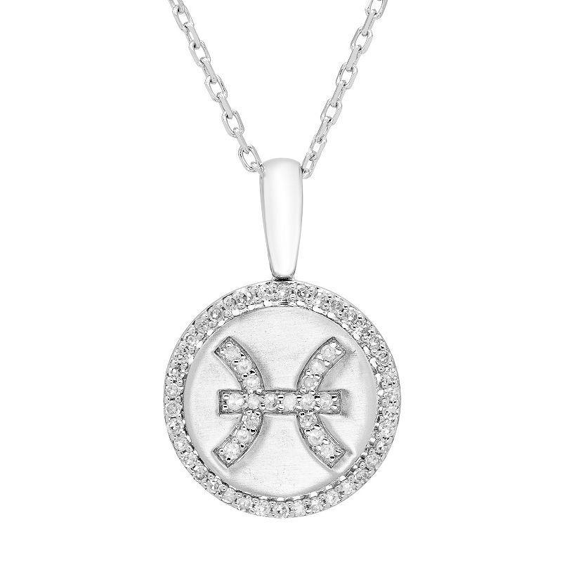 Its Personal Sterling Silver 1/6 Carat T.W. Diamond Zodiac Sign Necklace, Womens Cancer Product Image