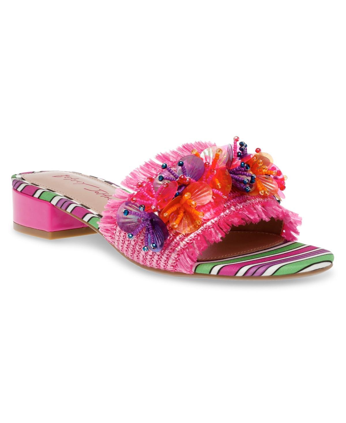 Betsey Johnson Womens Peyten Raffia Slide Sandals Product Image