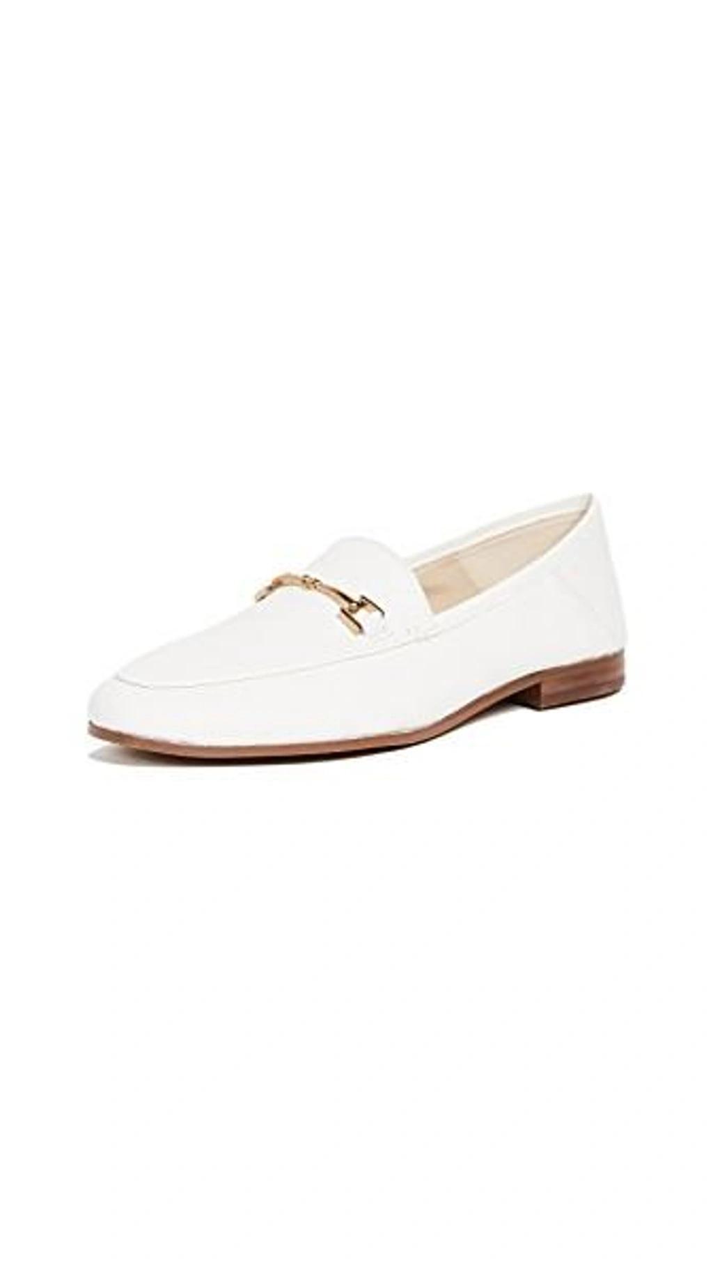 SAM EDELMAN Loraine Embellished Leather Collapsible-heel Loafers In Bright White Product Image