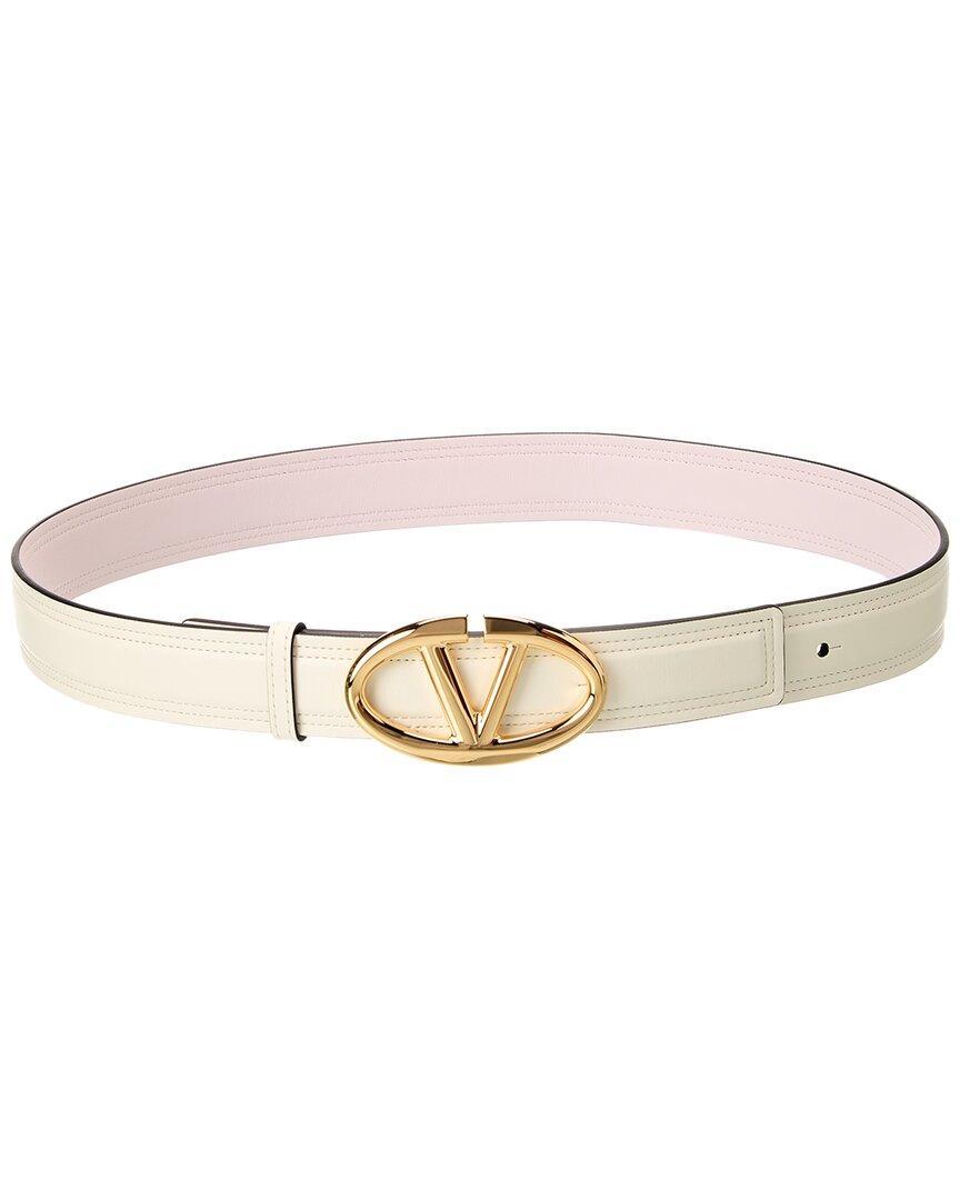 VALENTINO GARAVANI Valentino Vlogo Moon Reversible Leather Belt In White Product Image