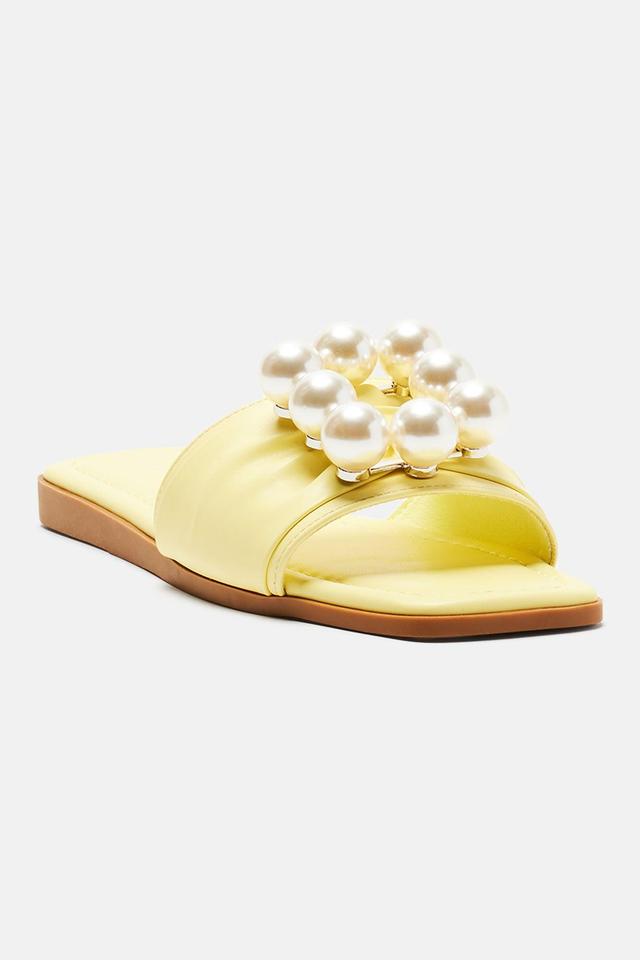 Pretty Pearls Flat Sandals - Yellow Product Image