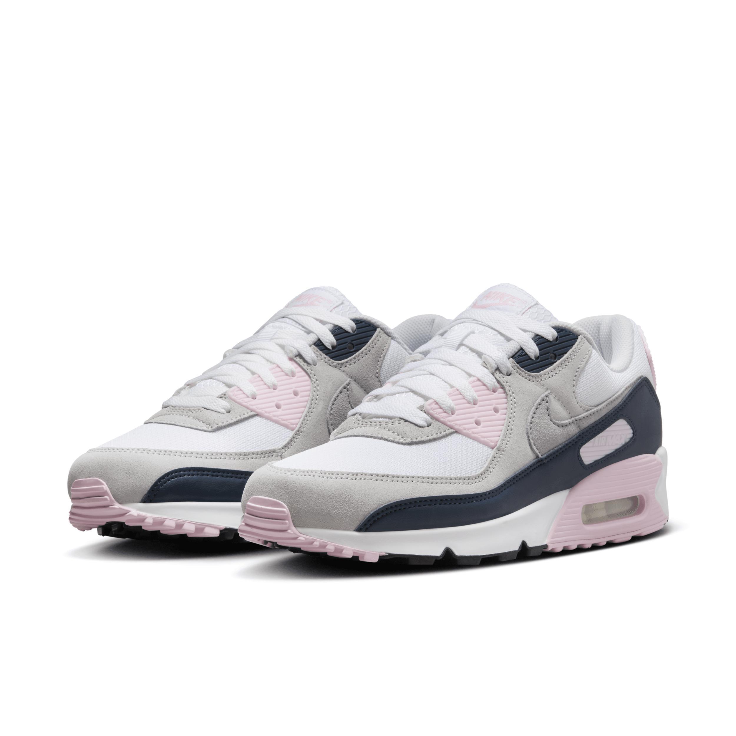 Nike Mens Air Max 90 - Running Shoes White/Wolf Grey/Pink Foam Product Image