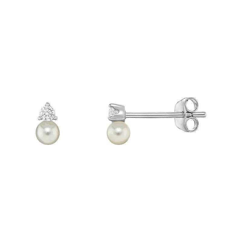 PRIMROSE Sterling Silver Cubic Zirconia & Simulated Dyed Pearl Stud Earrings, Womens, White Product Image