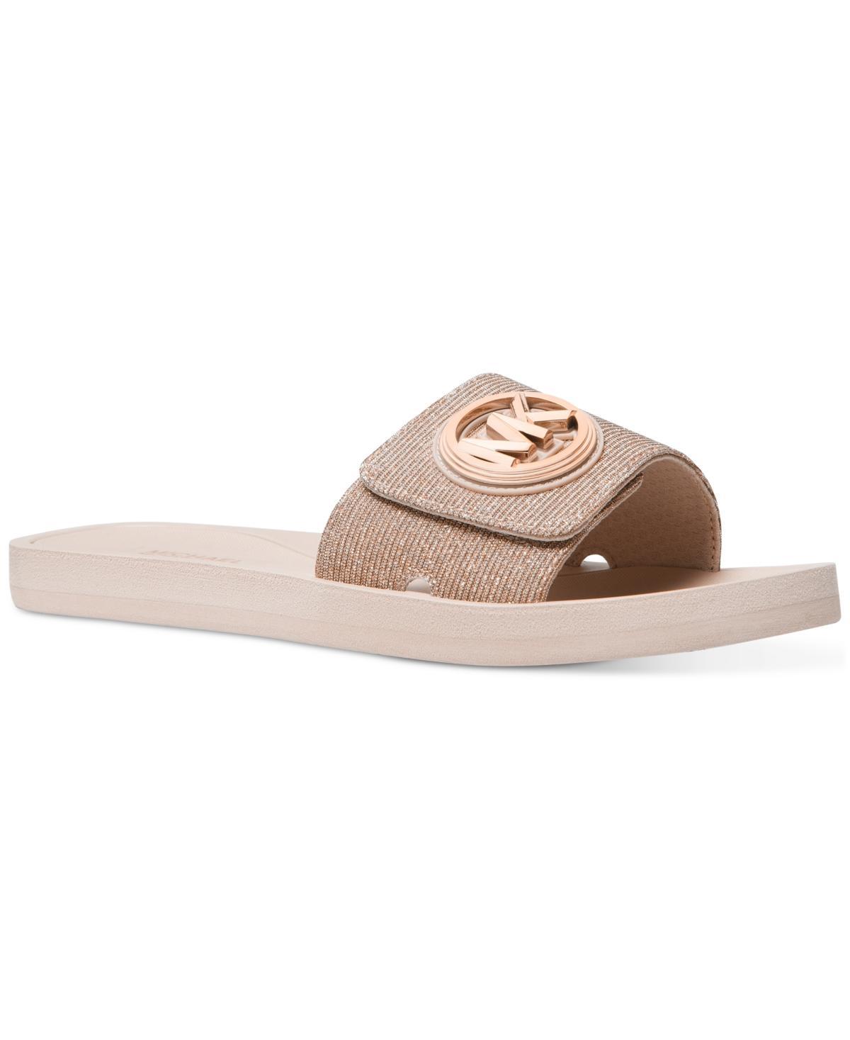 Michael Michael Kors Womens Mk Charm Pool Slide Slip-On Flat Sandals - Cream/ Product Image