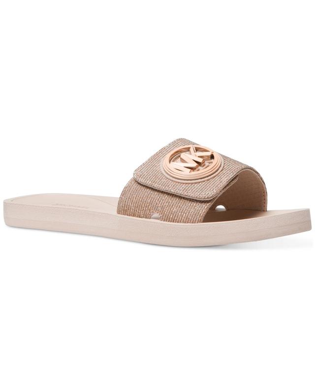 Michael Michael Kors Womens Mk Charm Pool Slide Slip-On Flat Sandals - Cream/ Product Image