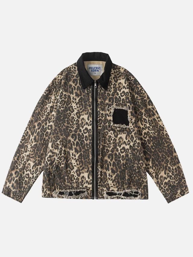 Aelfric Eden Distressed Leopard Print Jacket Product Image