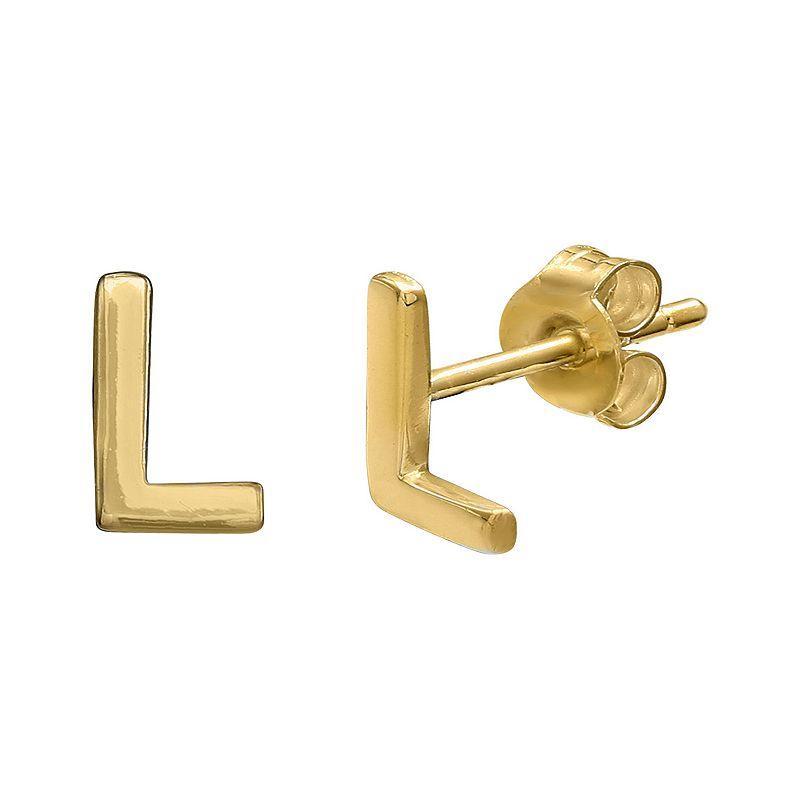 PRIMROSE Sterling Silver Initial Stud Earrings, Womens, Gold Tone J Product Image