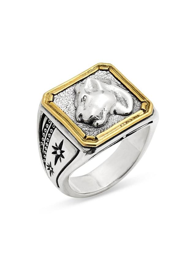 Mens Orion Panther Sterling Silver & Bronze Ring Product Image