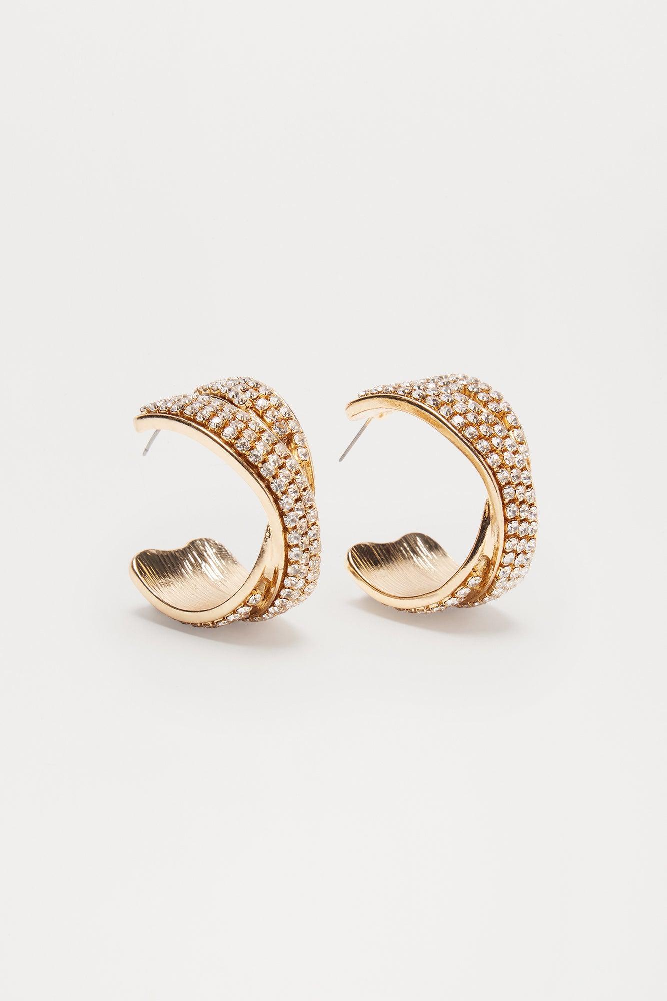 Exquisite Elegance Hoop Earrings - Gold Product Image