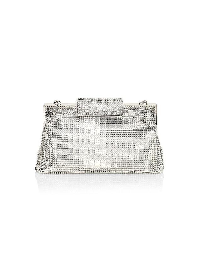 Womens Crystal Clasp Metal Mesh Clutch Product Image