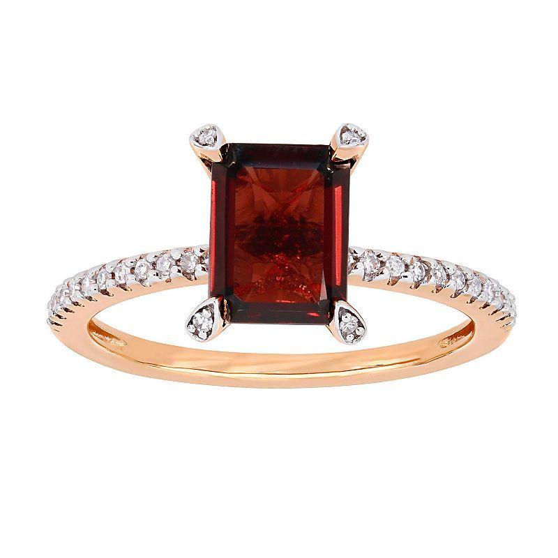 Stella Grace 10k Rose Gold Garnet & 1/10 Carat T.W. Diamond Engagement Ring, Womens Product Image