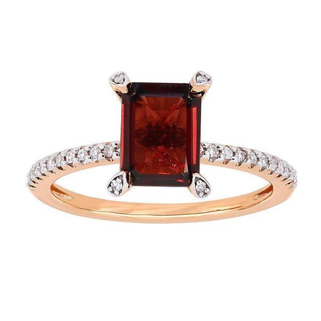 Stella Grace 10k Rose Gold Garnet & 1/10 Carat T.W. Diamond Engagement Ring, Womens Product Image