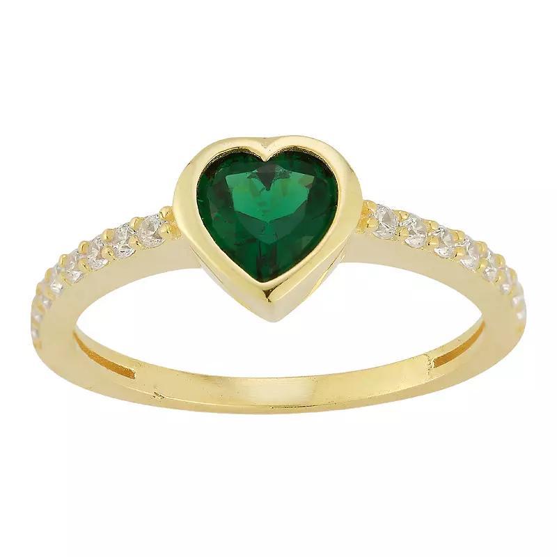 Sunkissed Sterling Cubic Zirconia Heart Ring, Womens Gold Product Image