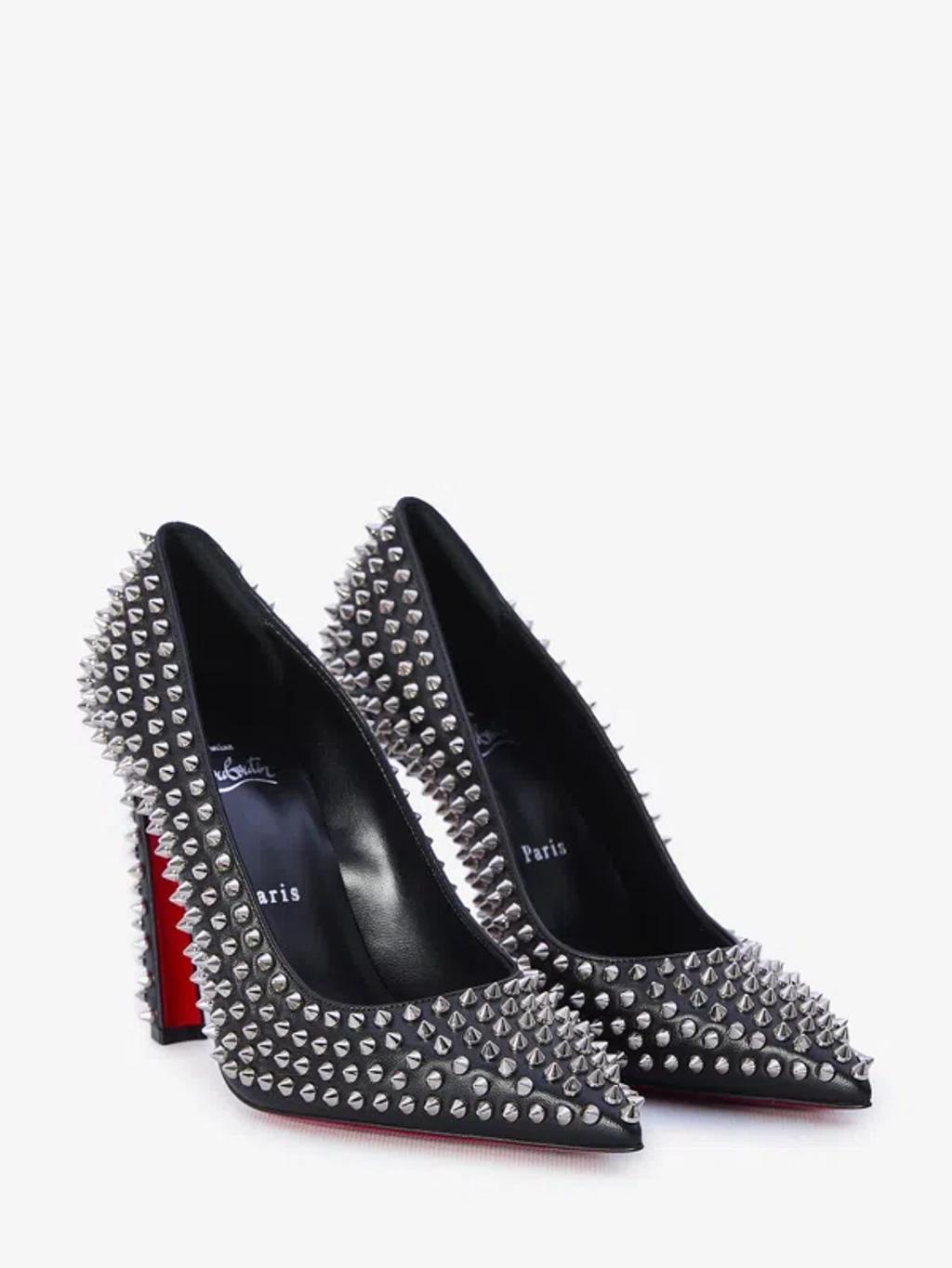 CHRISTIAN LOUBOUTIN Condora Spikes Leather Pumps 100 In Black/lin Black Product Image