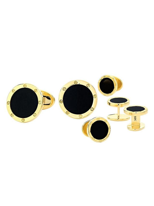 Mens Gold Tuxedo Studs & Cufflinks Set Product Image