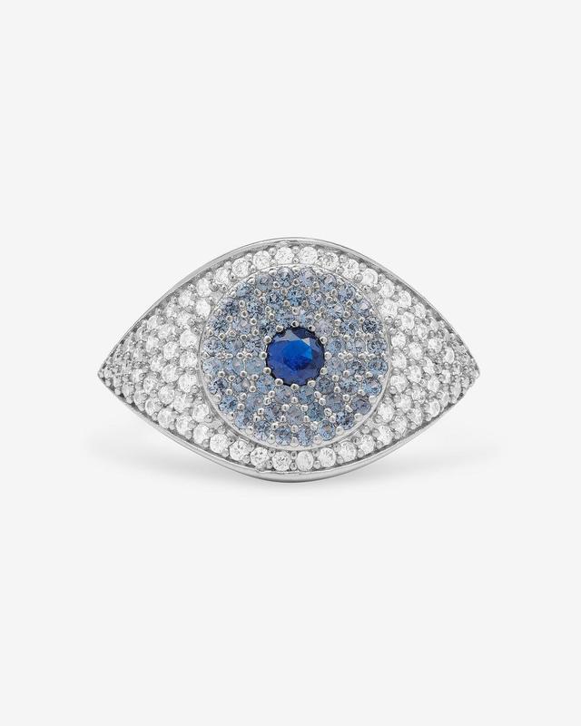 Blue Evil Eye Ring - Silver|White Diamondettes Product Image