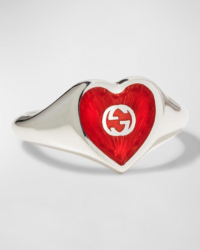 Womens GG Hearts Sterling Silver & Enamel Ring Product Image