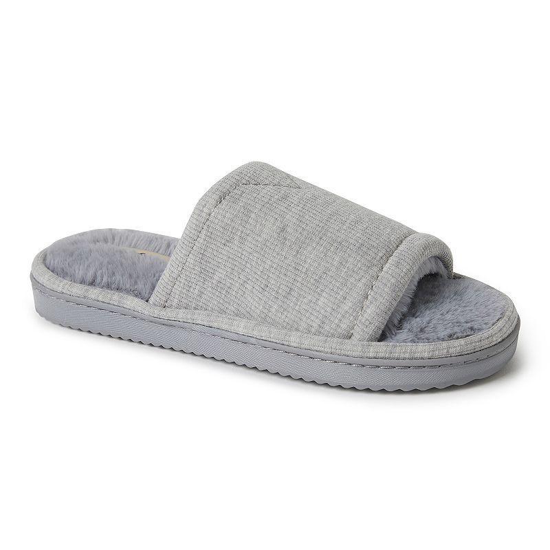 Dearfoams Demi-Rib Knit Womens Slide Slippers Light Grey Gray Product Image