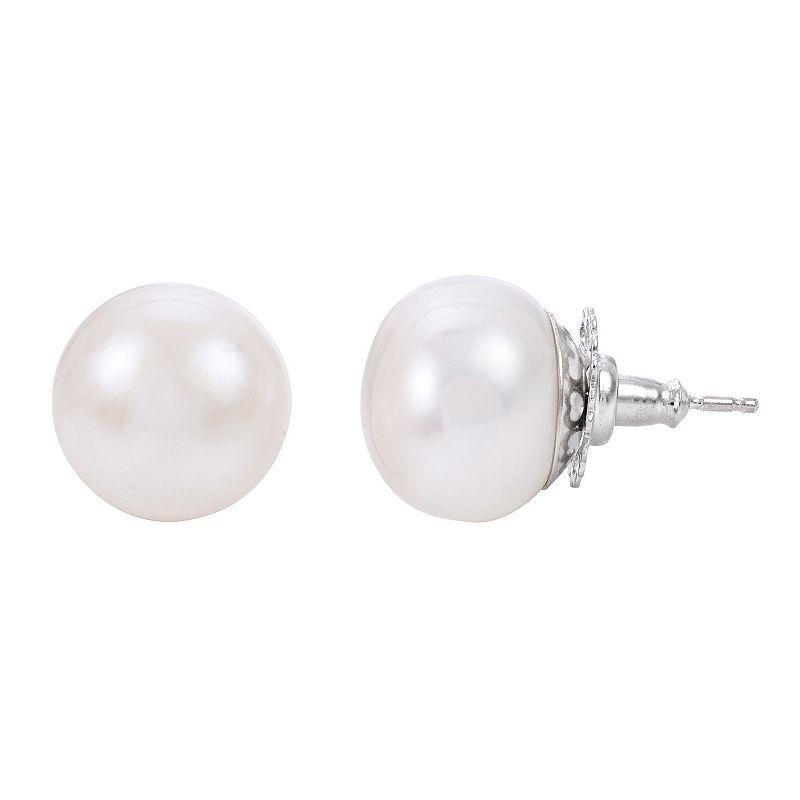 PearLustre by Imperial Sterling Silver Freshwater Cultured Pearl Stud Earrings, Womens, White Product Image