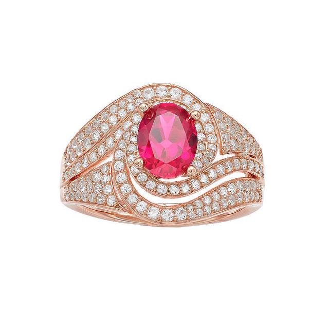 14k Rose Gold Ruby & 3/4 Carat T.W. Diamond Cocktail Ring, Womens 14k Pink Product Image