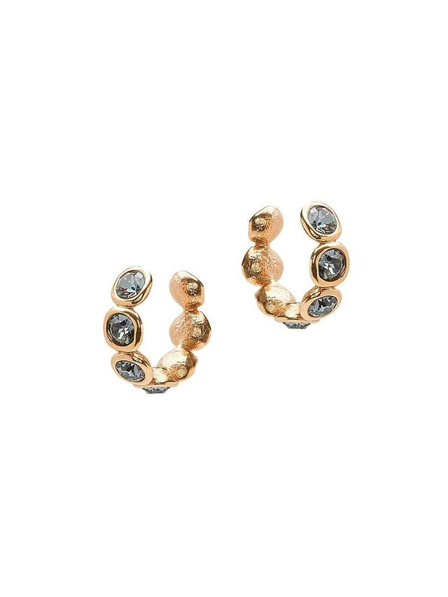 Womens Goldtone & Crystal Hoop Earrings Product Image