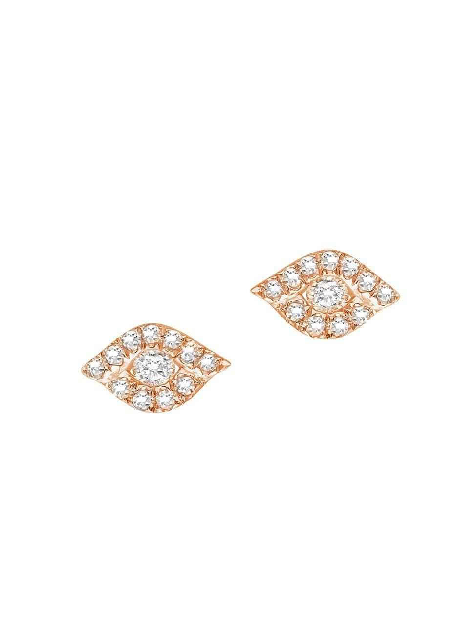 Womens Magic Touch 18K Rose Gold & Diamond Eye Stud Earrings Product Image