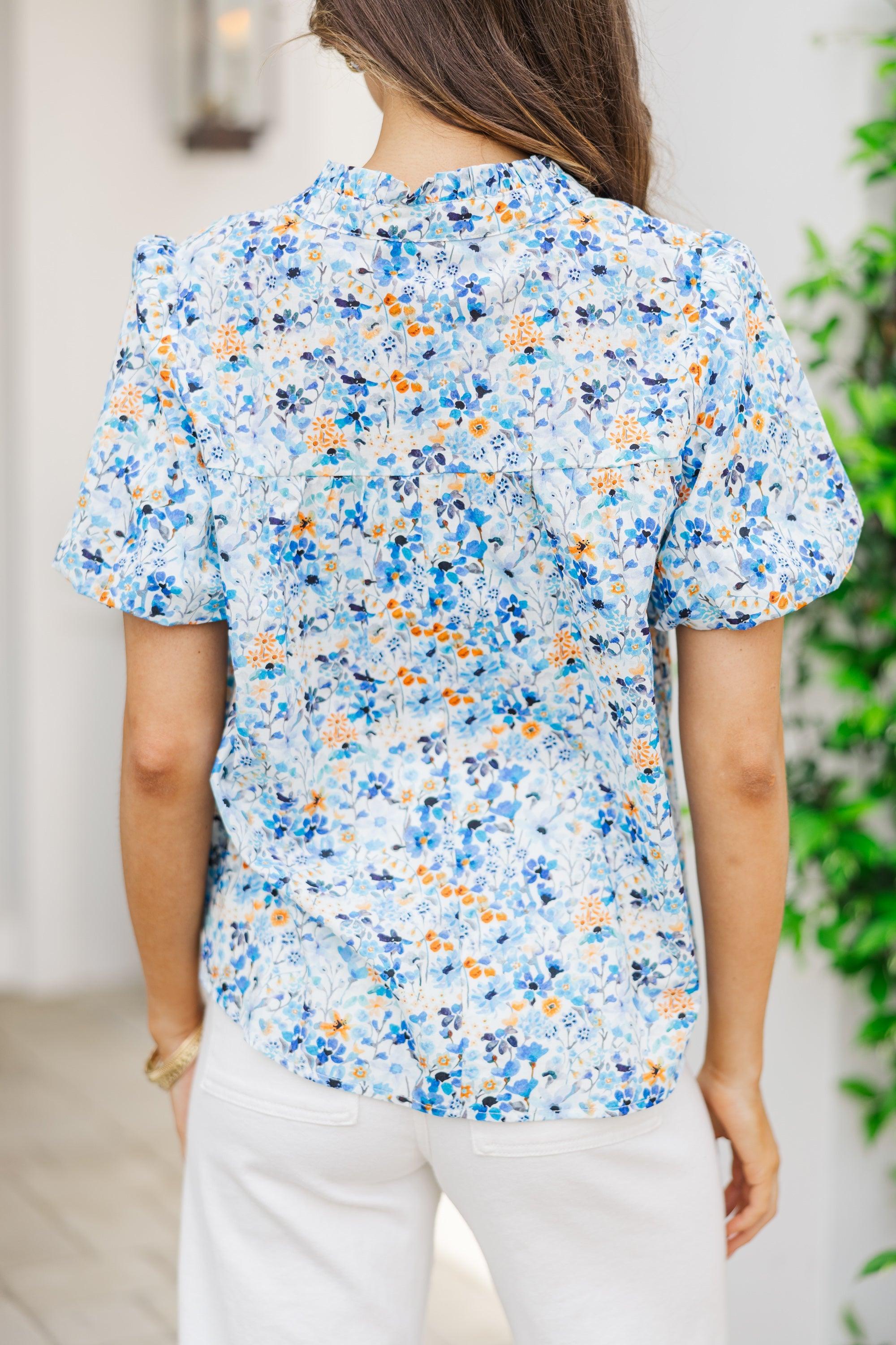 Remember You Well Blue Floral Blouse Female Product Image