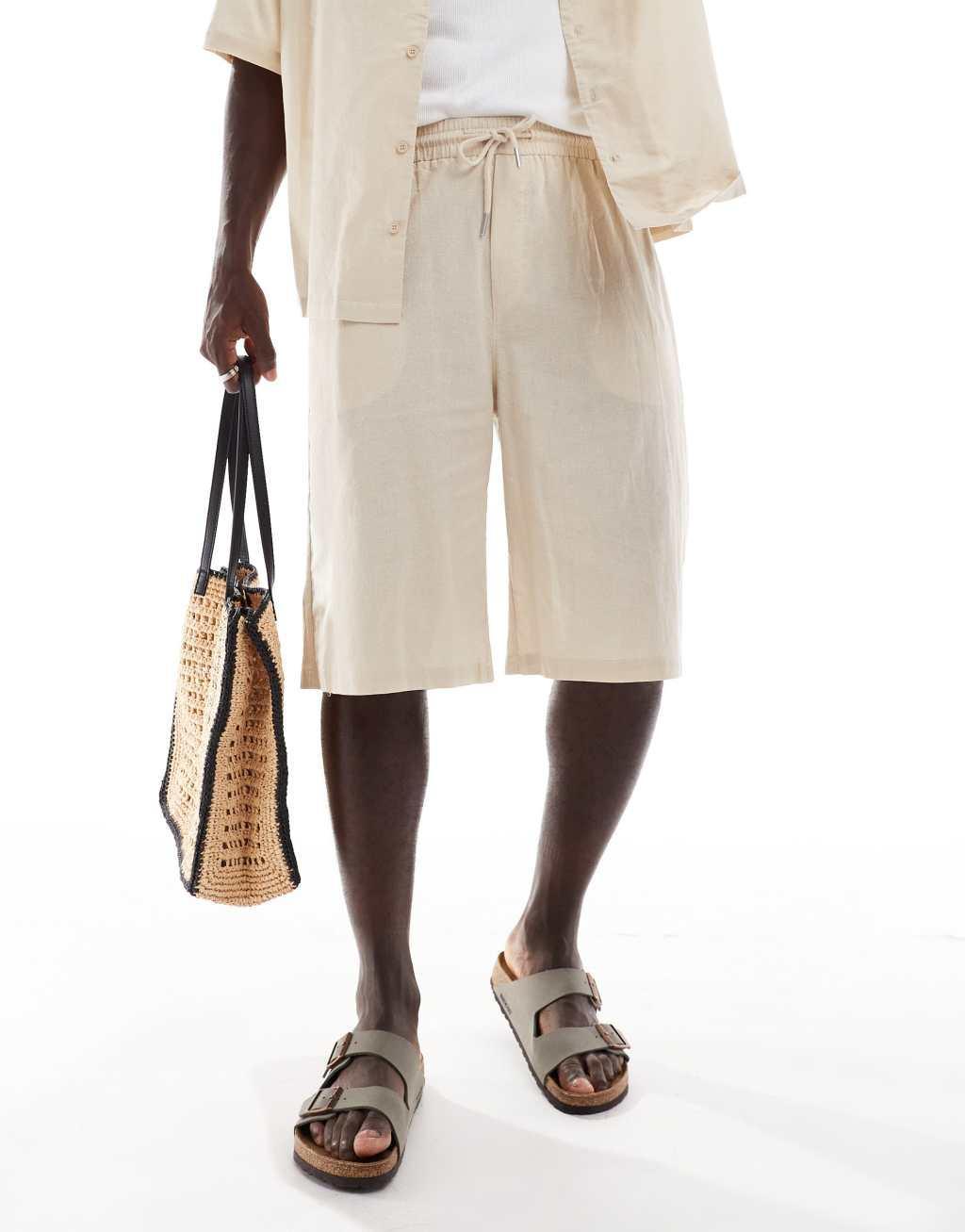 Sixth June linen shorts in beige - part of a set Product Image