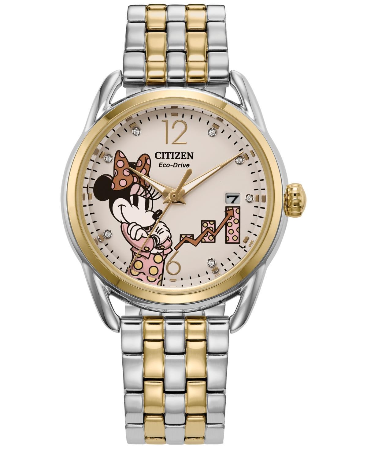 Citizen Womens Disney Empowered Minnie Mouse Multifunction Two Tone Stainless Steel Bracelet Watch Product Image