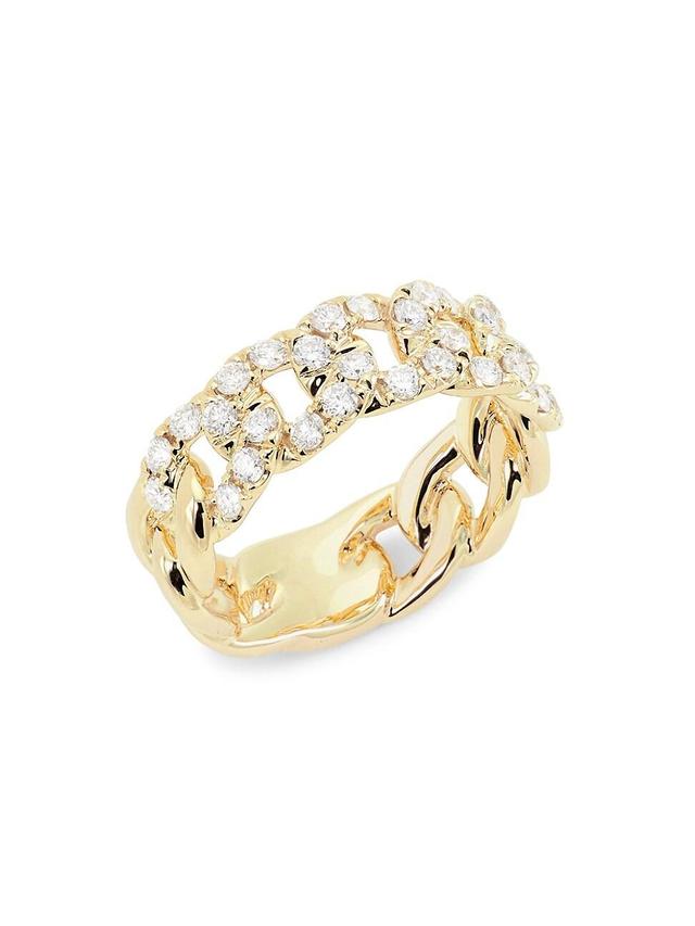 Womens 14K Yellow Gold & 0.76 TCW Diamond Curb-Chain Ring Product Image