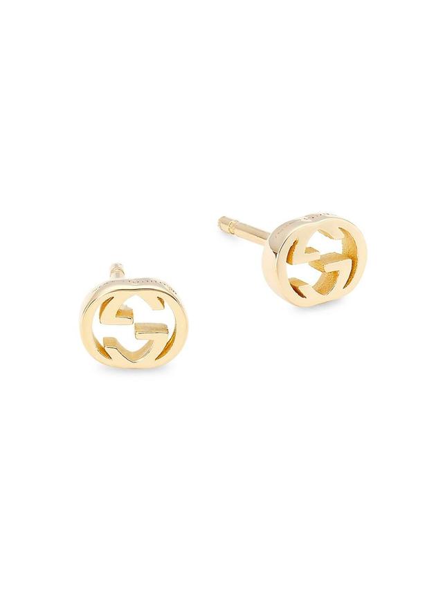 Womens 18K Yellow Gold Interlocking G Earrings Product Image