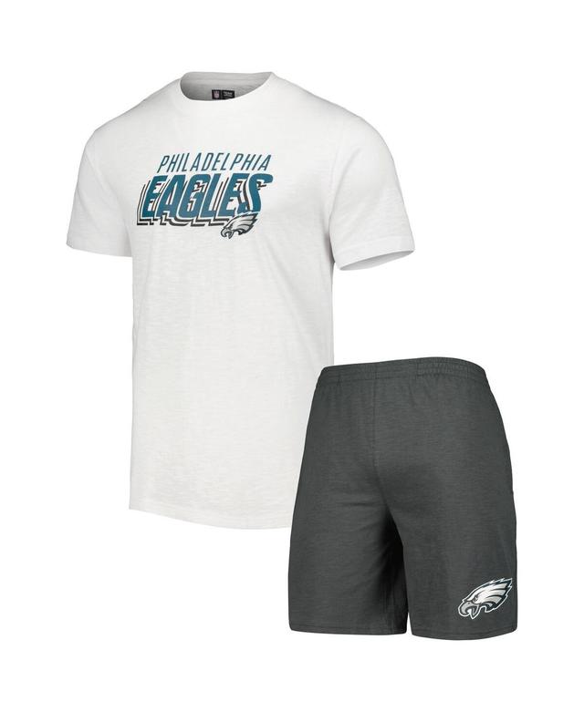 Mens Concepts Sport /White Philadelphia Eagles Downfield T-Shirt & Shorts Sleep Set Grey Product Image