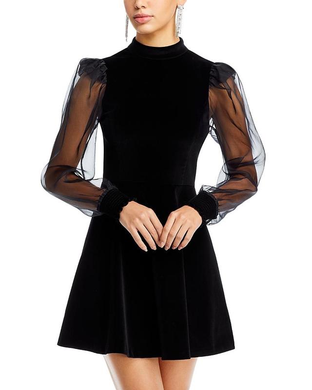 Womens Paulette Velvet Puff-Sleeve Minidress Product Image