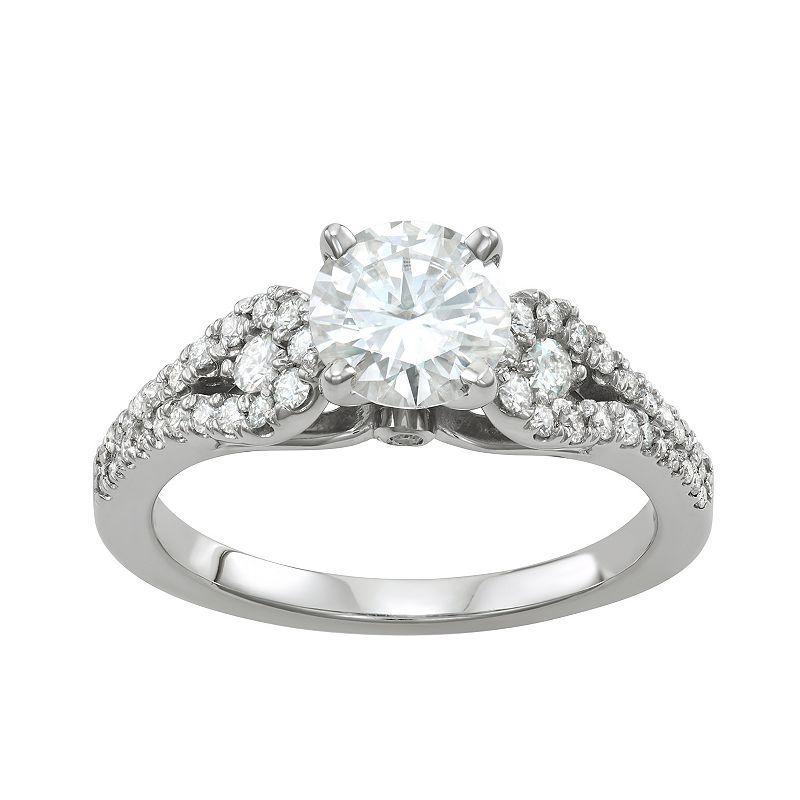 Charles & Colvard 2 Ct. T.w. Lab Created Moissanite Engagement Ring In 14K White Gold, 8 Product Image