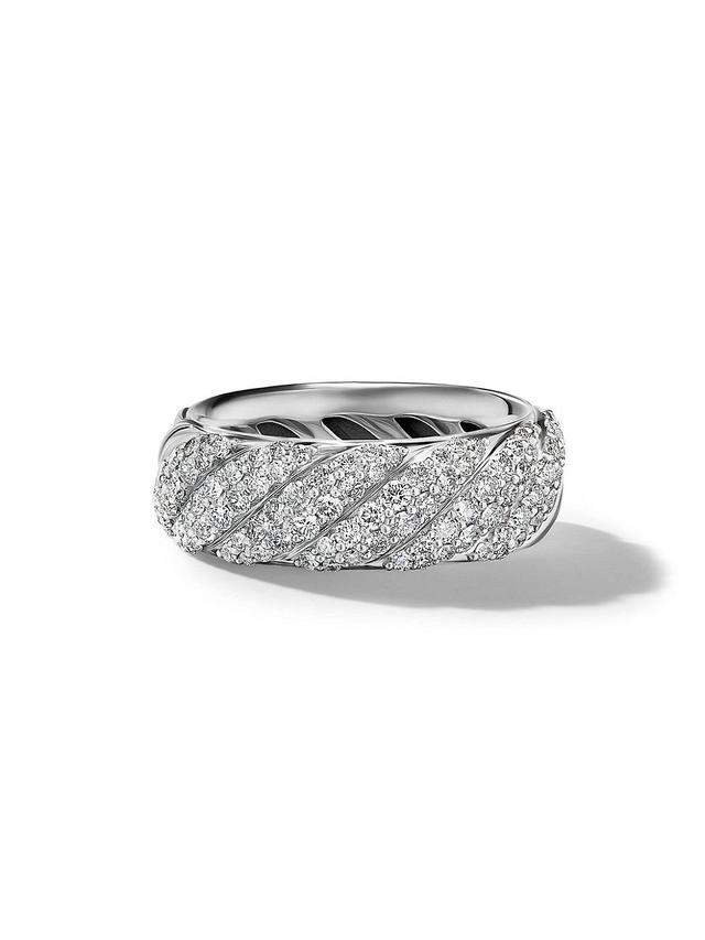 Womens Sculpted Cable Band Ring in Sterling Silver Product Image