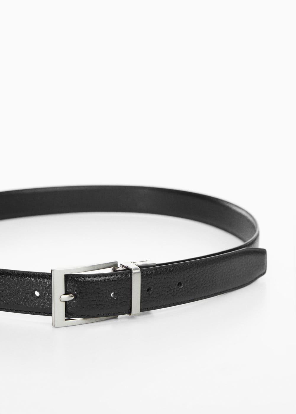 MANGO MAN - Pebbled leather belt blackMen Product Image