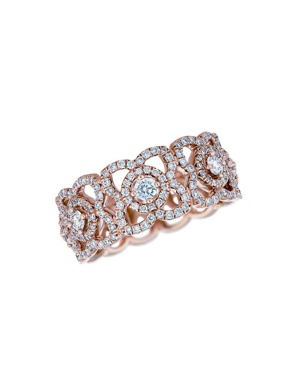 Womens Enchanted Lotus 18K Pink Gold & Diamond Band Product Image