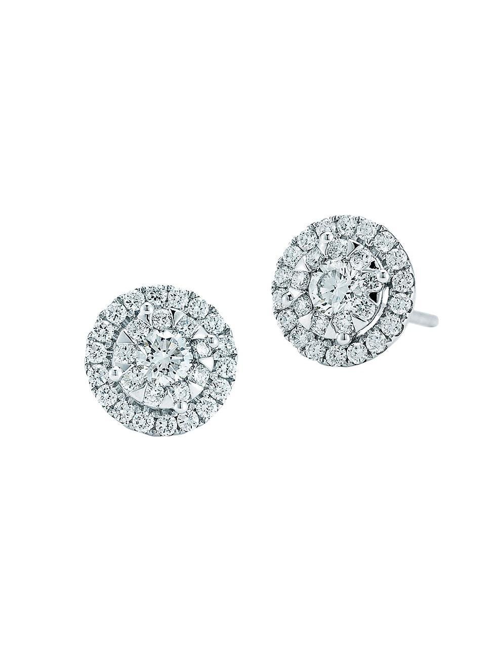 Womens Sunburst 18K White Gold & Diamond Stud Earrings Product Image