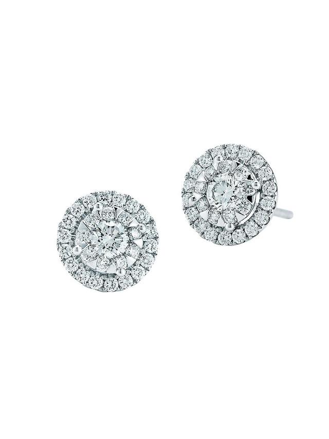 Womens Sunburst 18K White Gold & Diamond Stud Earrings Product Image