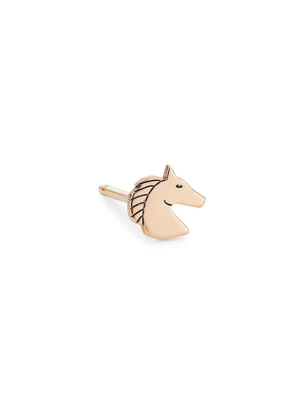 Womens Itty Bitty Symbols 14K Yellow Gold Single Horse Stud Earring Product Image