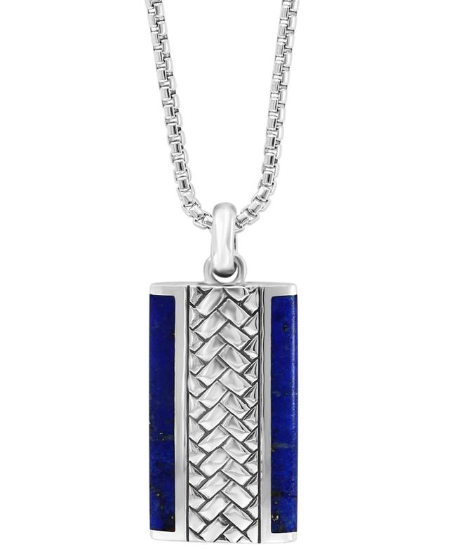 Effy Mens Lapis Lazuli Woven-Look 22 Pendant Necklace in Sterling Silver Product Image