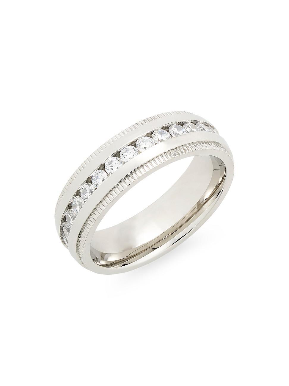 Mens Stainless Steel & Cubic Zirconia Eternity Band Product Image