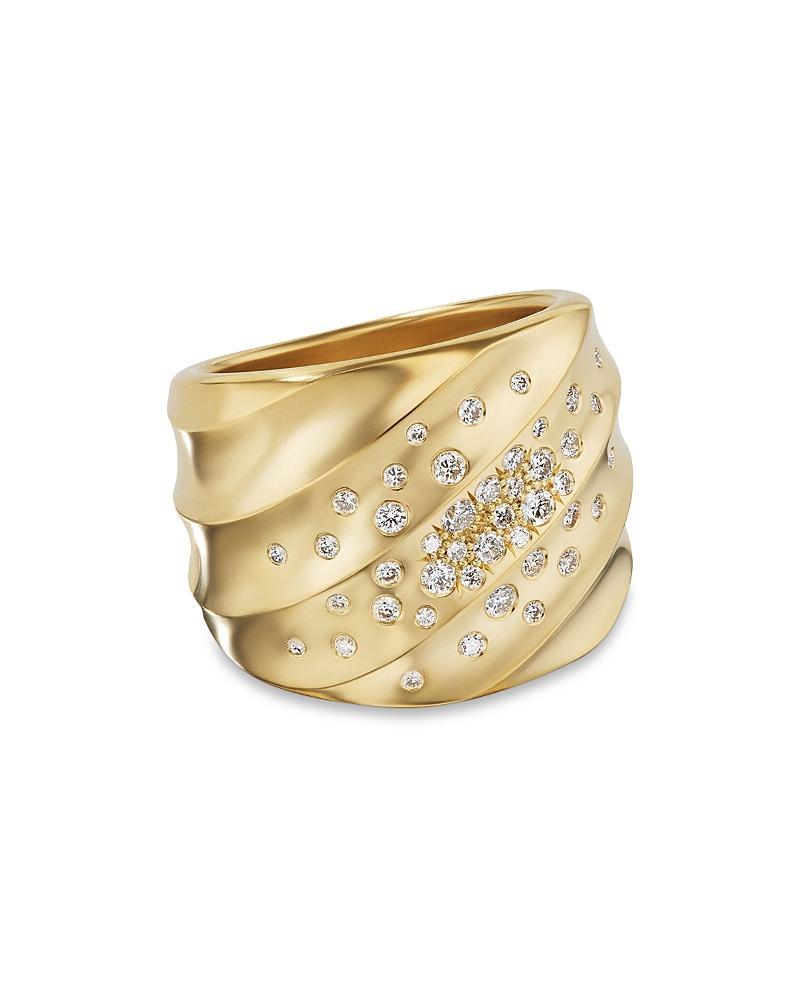 Womens Cable Edge Saddle Ring In Recycled 18K Yellow Gold With Pav Diamonds Product Image