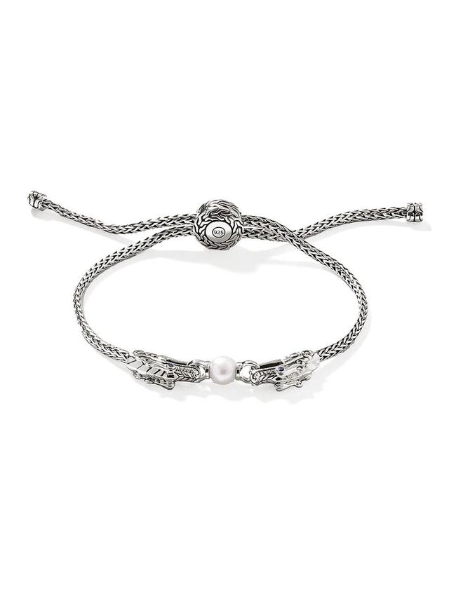 Womens Legends Naga Sterling Silver, 7MM Cultured Freshwater Pearl & Blue Sapphire Pull Through Bracelet Product Image