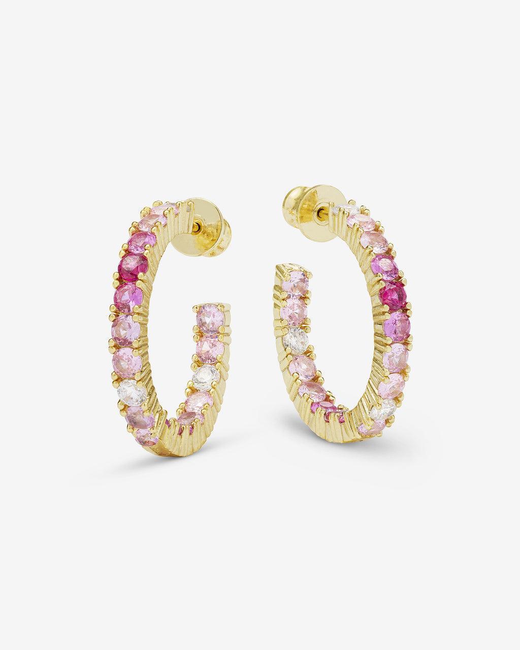 Heiress Ombré Hoops 1" - Gold|Pink Sapphire Ombré Product Image