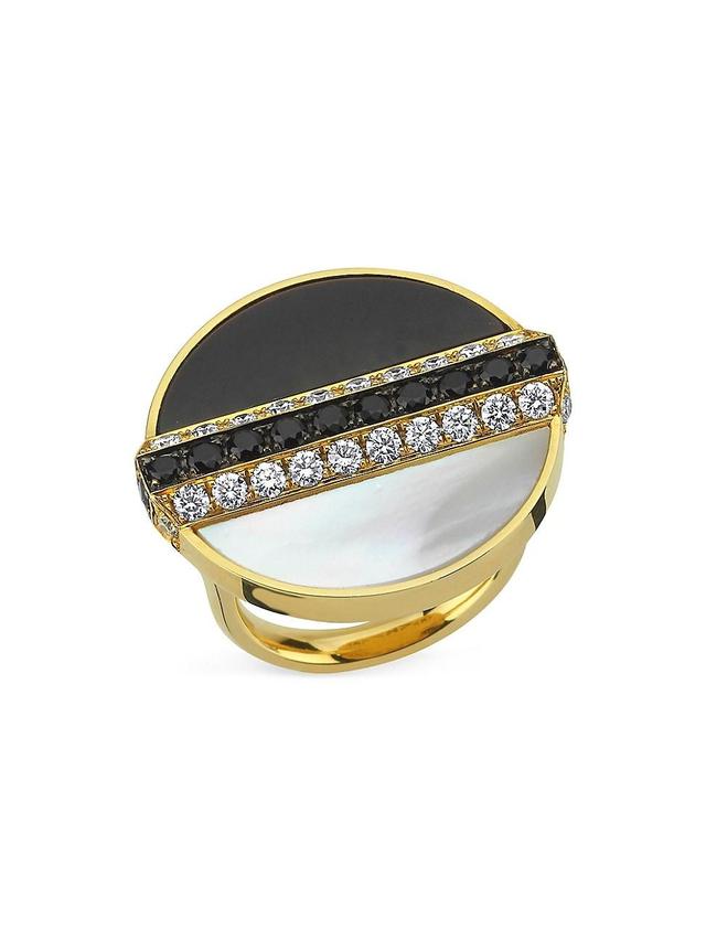 Womens Luna 18K Yellow Gold, Mother-Of-Pearl, & Diamond Ring Product Image