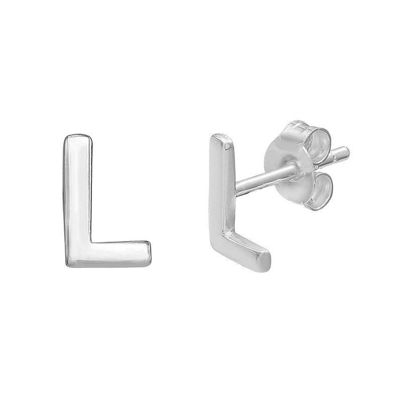 PRIMROSE Sterling Silver Initial Stud Earrings, Womens, Silver Tone C Product Image