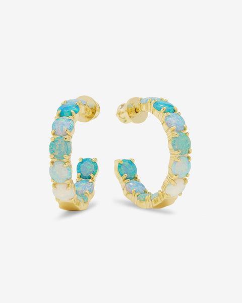 "Oh She Fancy" Ombré Hoops 1" - Gold|Blue Opal Ombré Product Image